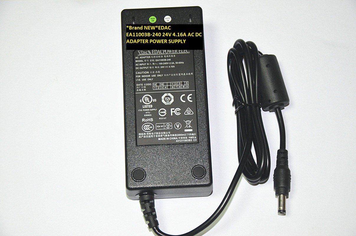 *Brand NEW* 5.5*2.5 EDAC AC100-240V 24V 4.16A EA11003B-240 AC DC ADAPTER POWER SUPPLY